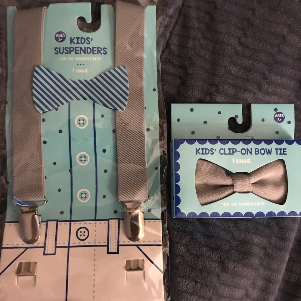 Kids Suspenders & Clip-on Bow Tie
